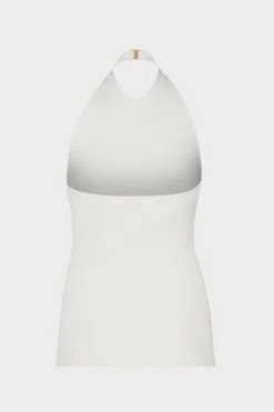 MILLY Sweaters & Knits-Metal Neck Trim Halter Top Ecru
