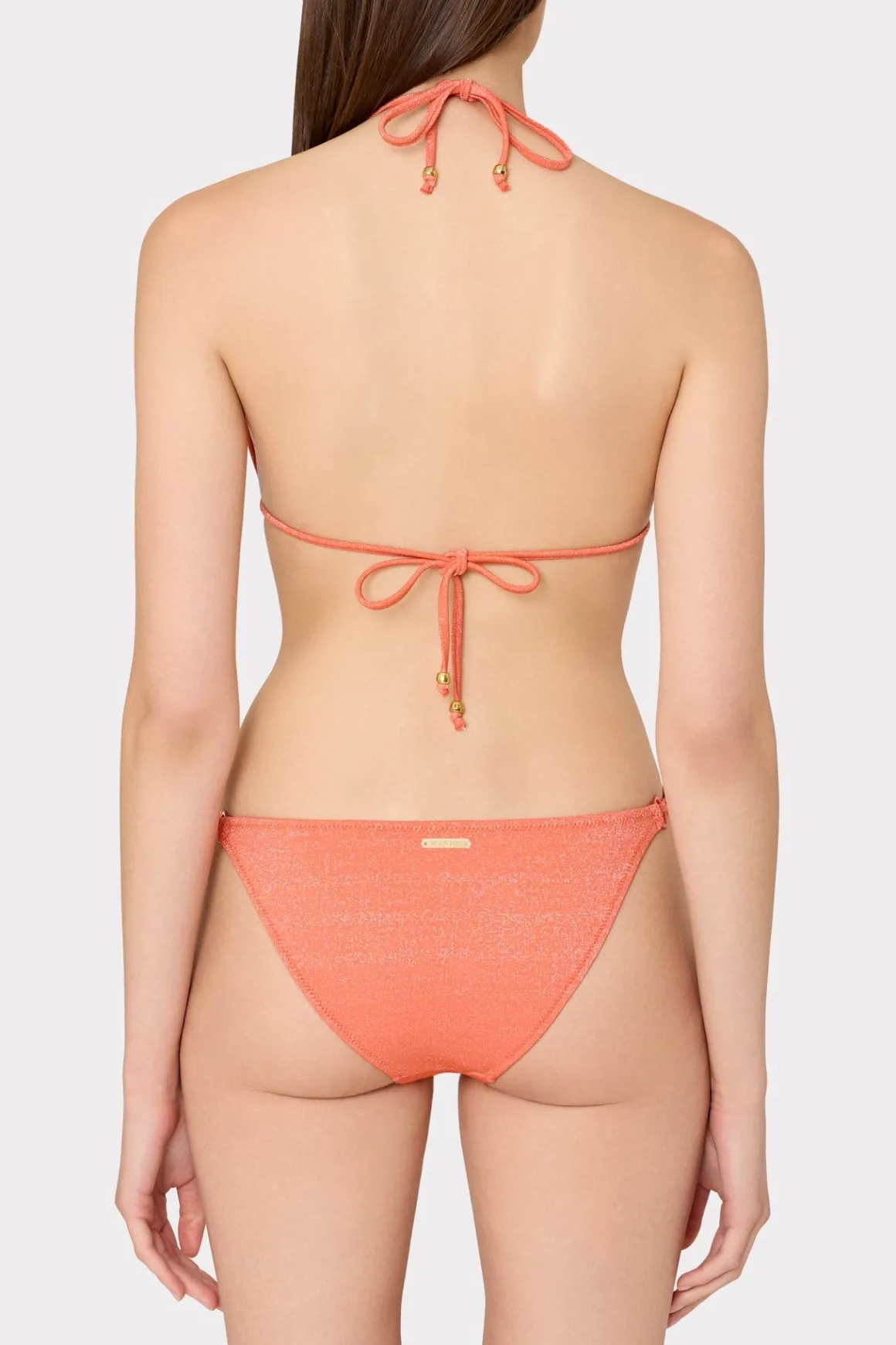 MILLY Jumpsuits & Rompers-Metallic Ring Bikini Bottom Orange/Silver