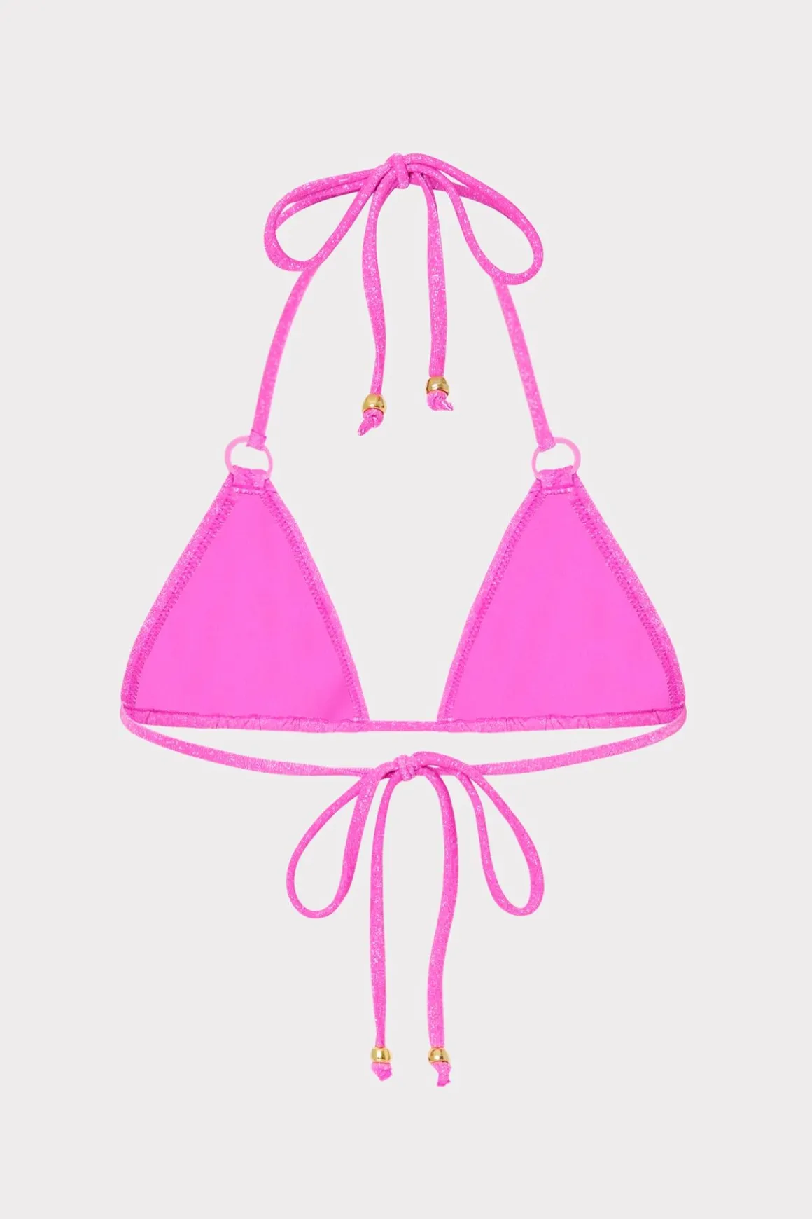 MILLY Bikinis-Metallic Ring Triangle Bikini Top Fuchsia/Silver