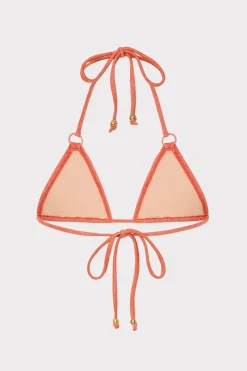 MILLY Jumpsuits & Rompers-Metallic Ring Triangle Bikini Top Orange/Silver