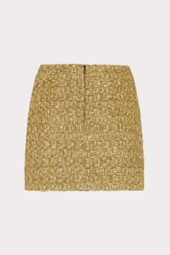 MILLY Skirts-Metallic Tweed Modern Mini Skirt Gold