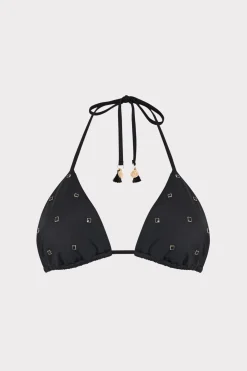 MILLY Jumpsuits & Rompers-Millie Diamond Heat Set Triangle Bikini Top Black