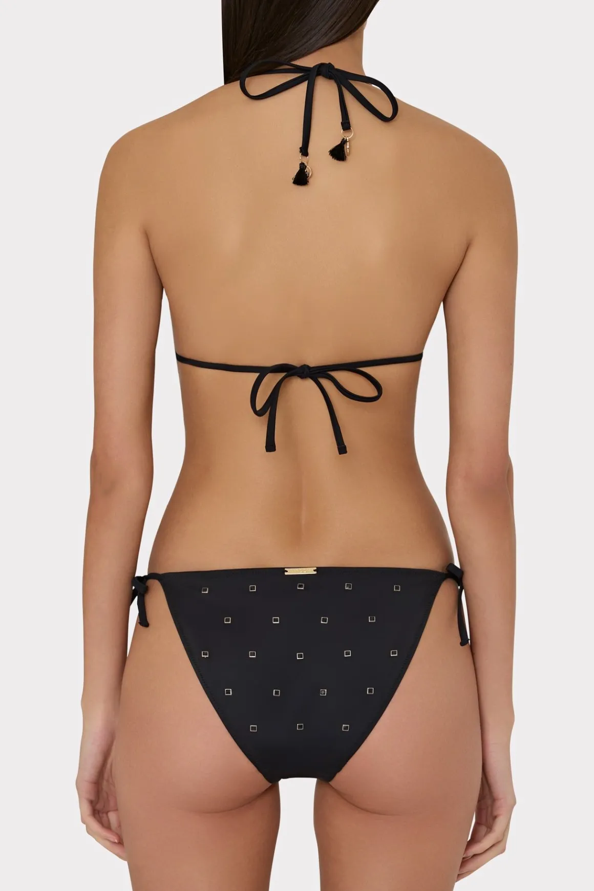 MILLY Jumpsuits & Rompers-Millie Diamond Heat Set Triangle Bikini Top Black