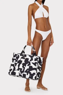 MILLY Beach Totes- Mimi Tote Bag Black/Ecru