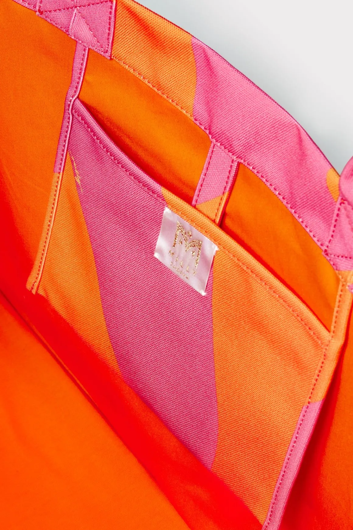 MILLY Beach Totes-Mimi Canvas Tote Milly Pink/Tangerine