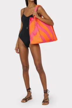 MILLY Beach Totes-Mimi Canvas Tote Milly Pink/Tangerine