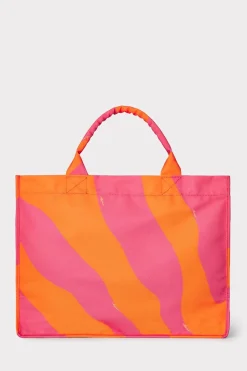 MILLY Accessories-Mimi Canvas Tote Milly Pink/Tangerine