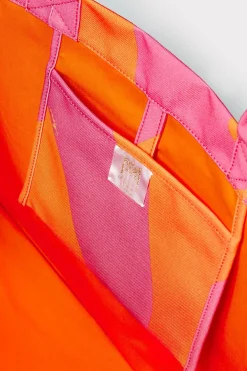 MILLY Accessories-Mimi Canvas Tote Milly Pink/Tangerine