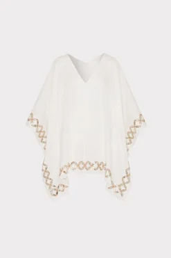 MILLY Jumpsuits & Rompers-Mirrored Embroidery Caftan White/Gold