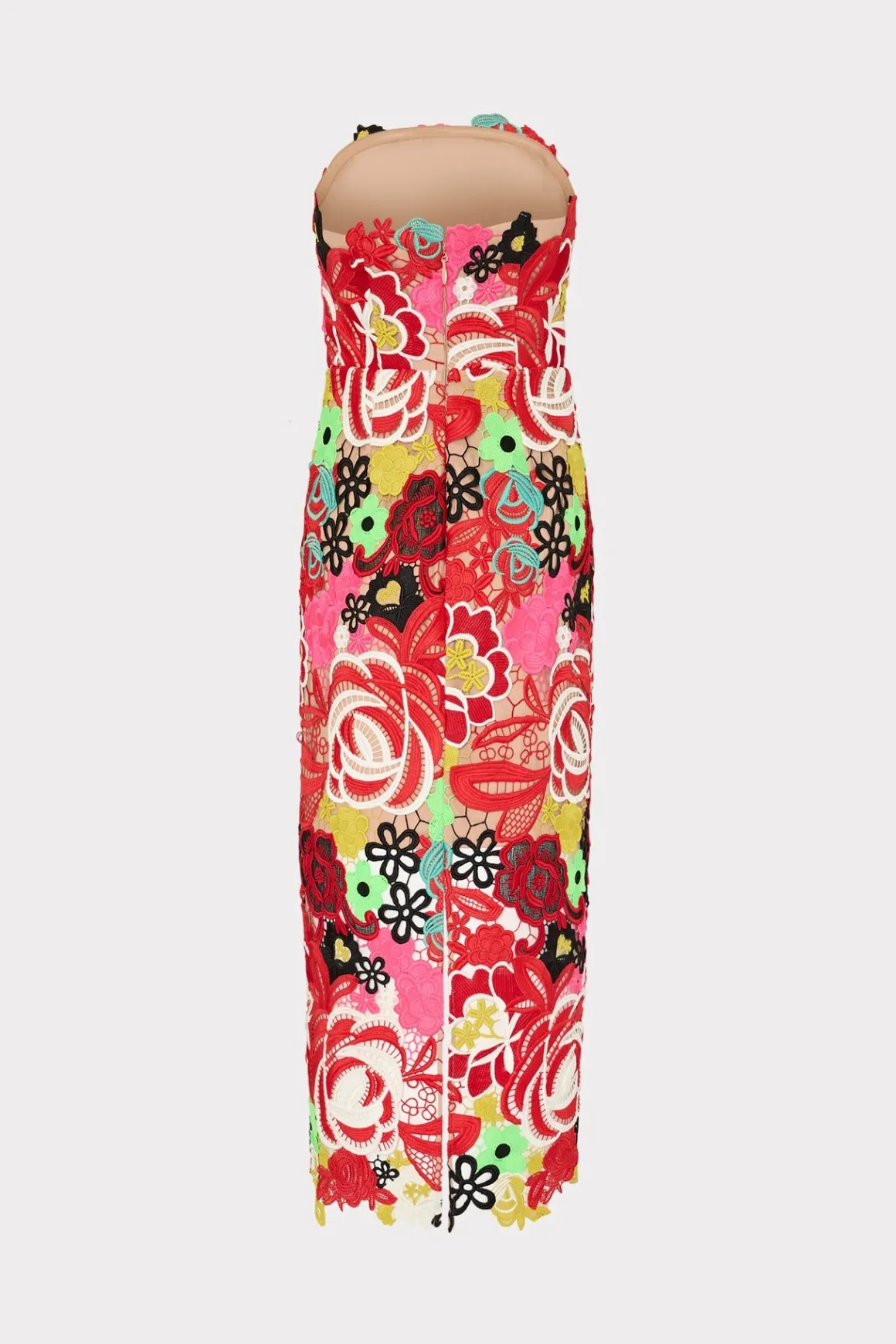MILLY Guest Of Dresses-Multi Color Lace Dress Red Multi
