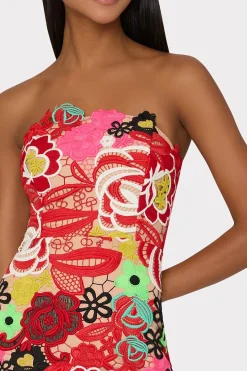MILLY Cocktail Dresses-Multi Color Lace Dress Red Multi