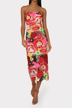 MILLY Jumpsuits & Rompers-Multi Color Lace Dress Red Multi
