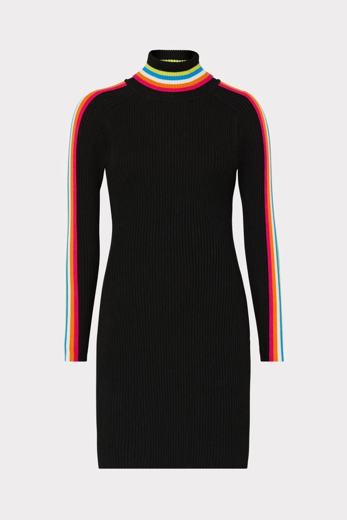 MILLY Knit Dresses-Multi Color Racer Stripe Mini Dress Black Multi