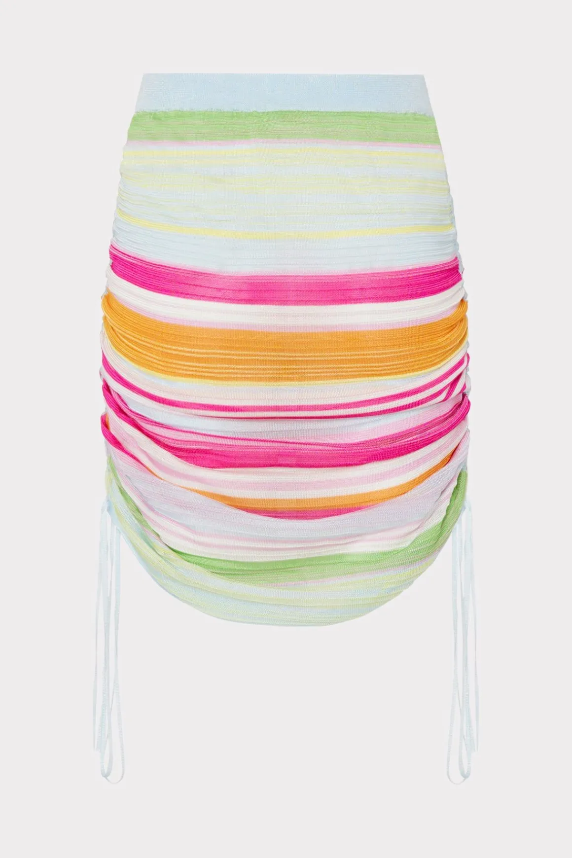 MILLY Jumpsuits & Rompers-Multi Stripe Ruched Skirt Pink Multi