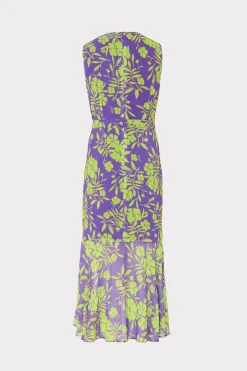 MILLY Jumpsuits & Rompers-Nanci Marigold Aroma Ruffle Dress Purple Multi