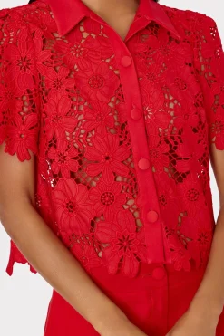MILLY Matching Sets-Nash Viscose Twill Pants Red