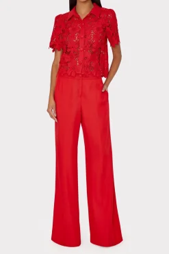 MILLY Jumpsuits & Rompers-Nash Viscose Twill Pants Red