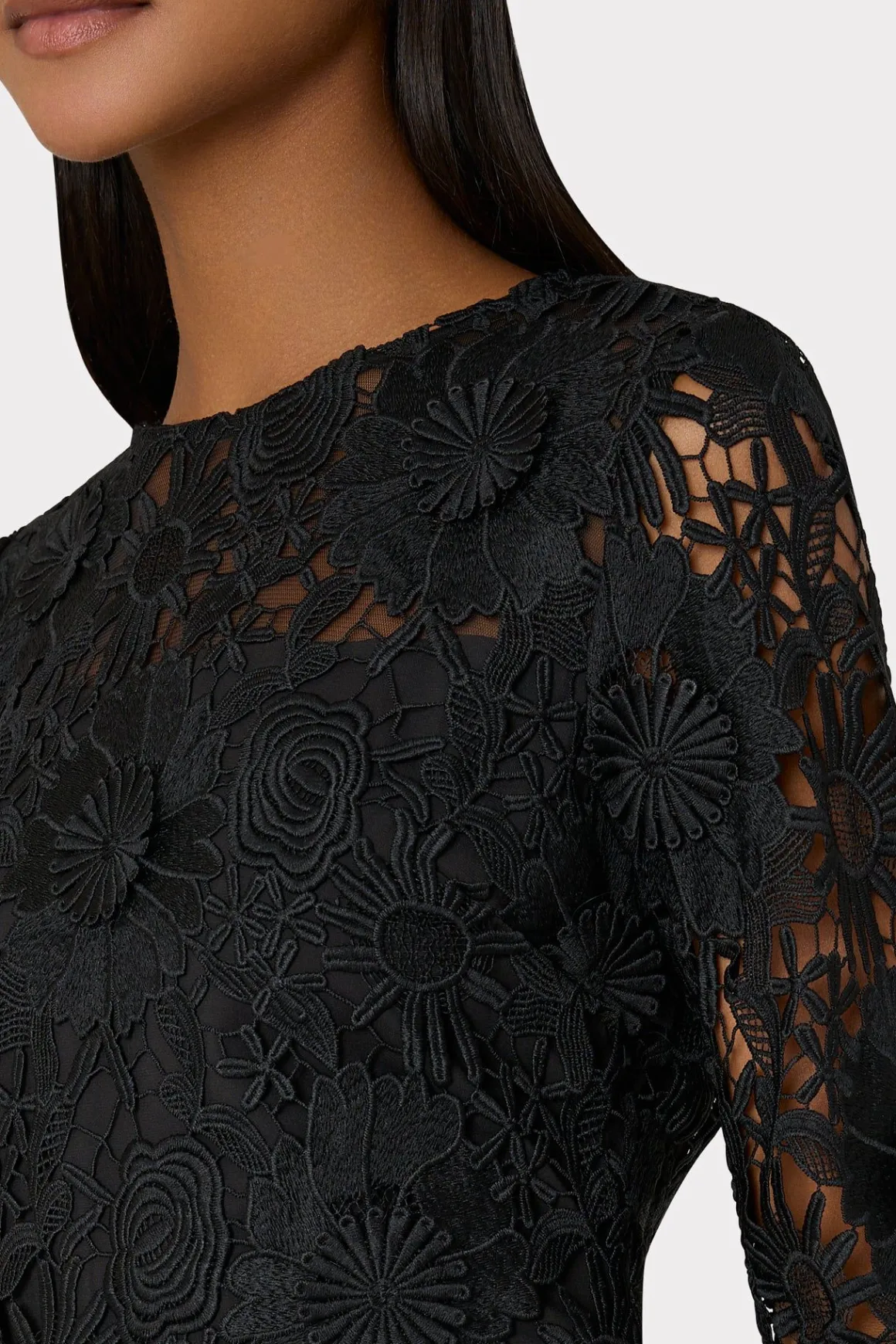 MILLY Little Black Dresses-Nessa 3D Lace Dress Black