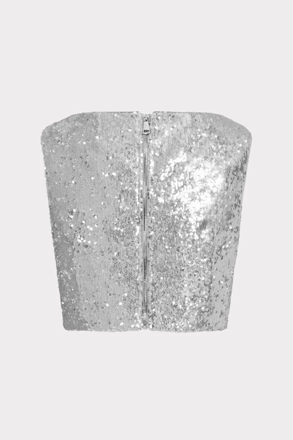 MILLY Tops-Nickie Sequins Crop Top Silver