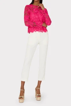 MILLY Jumpsuits & Rompers-Nori 3D Lace Shirt Milly Pink
