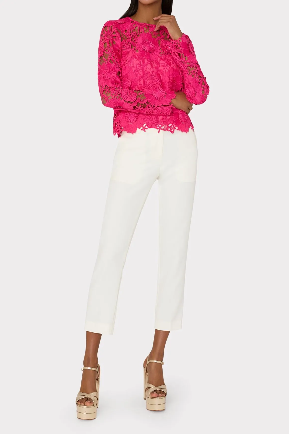 MILLY Tops-Nori 3D Lace Shirt Milly Pink