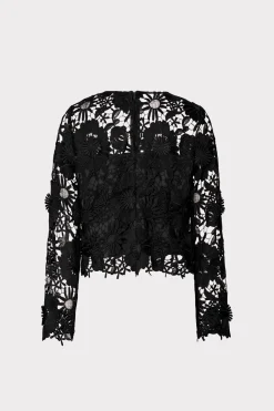 MILLY Tops-Nori 3D Lace Shirt Black