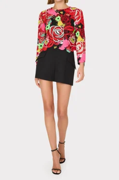 MILLY Tops-Nori Multi Color Lace Top Red Multi