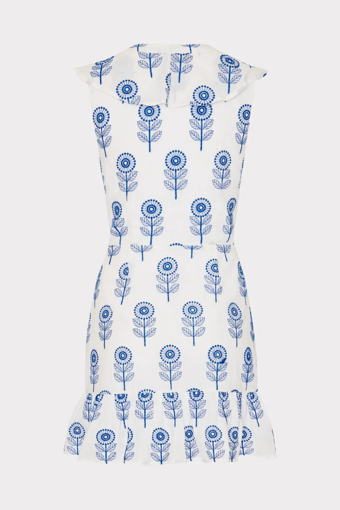 MILLY Sundresses-Novi Poppy Embroidery Wrap Dress White/Blue
