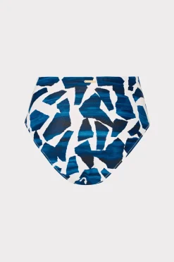 MILLY Bikinis-Ocean Puzzle Tie Bikini Bottom Navy Multi