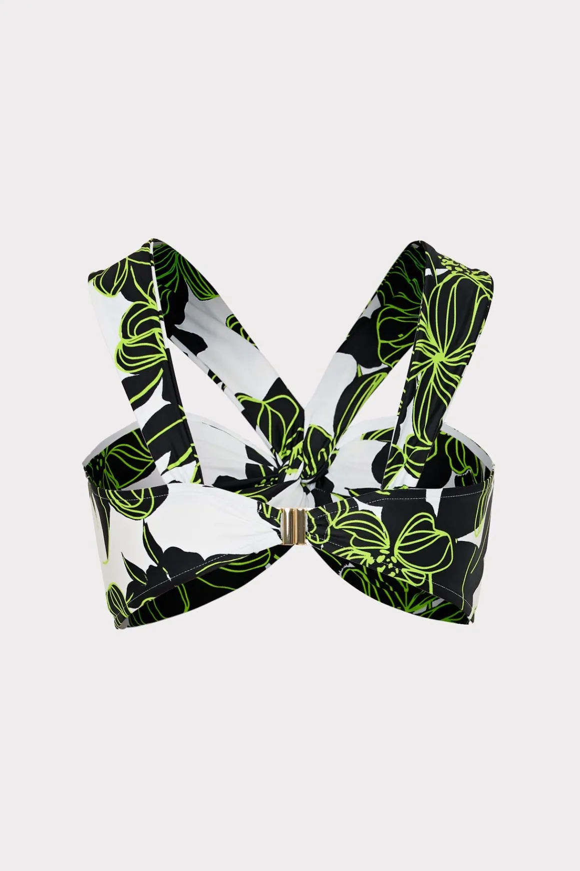 MILLY Jumpsuits & Rompers-Olivia Sea Of Petals Draped Bandeau Top Chartreuse/Black