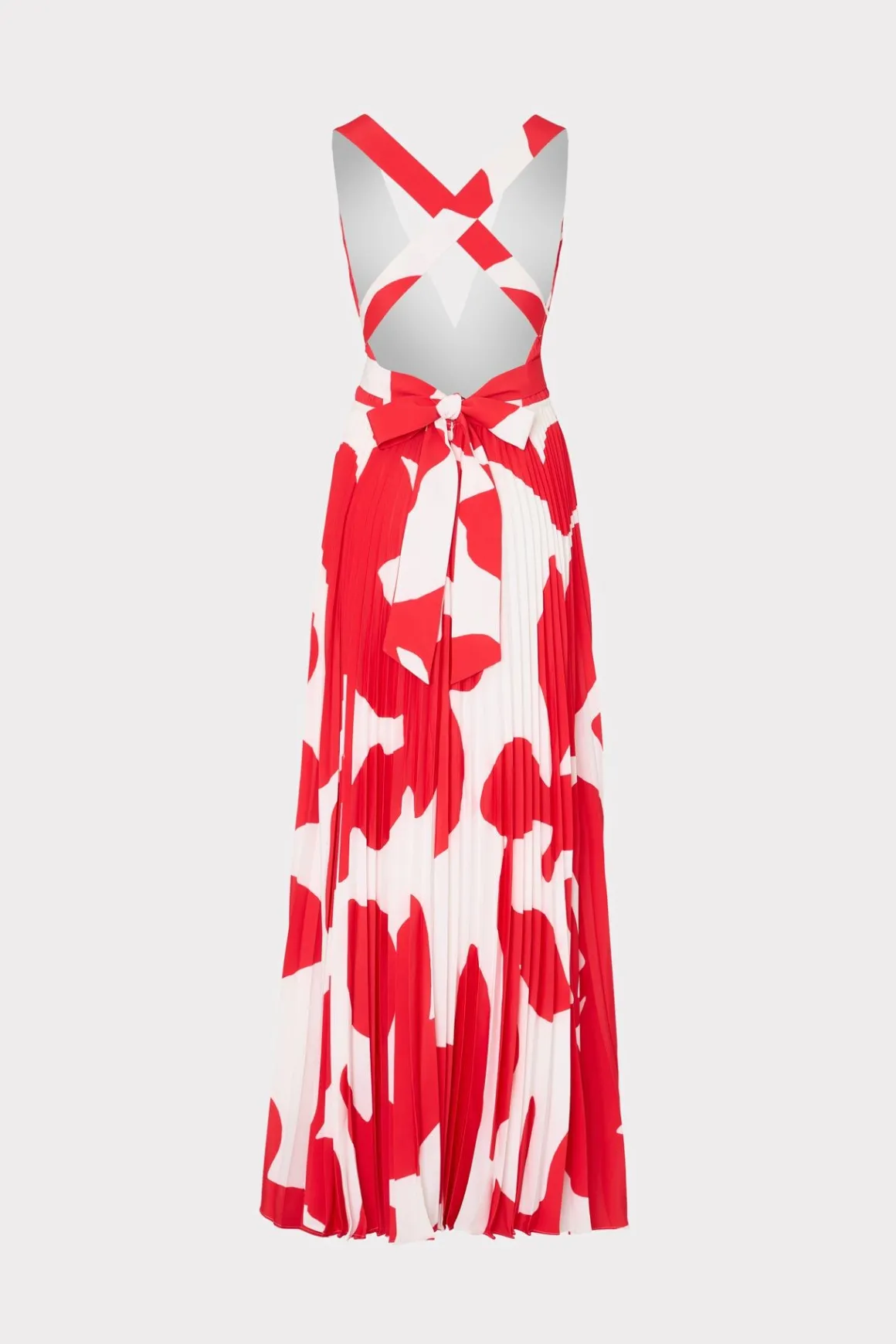 MILLY Guest Of Dresses-Oria Grand Foliage Pleated Dress Red/White