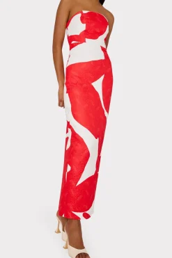 MILLY Cocktail Dresses-Orion Grand Foliage Dress Red/White