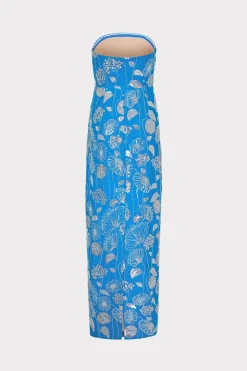 MILLY Cocktail Dresses-Orion Sequin Embellished Linen Dress Blue/White