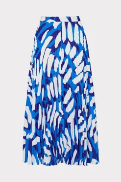 MILLY Skirts-Otha Brushstroke Pleated Skirt Blue Multi