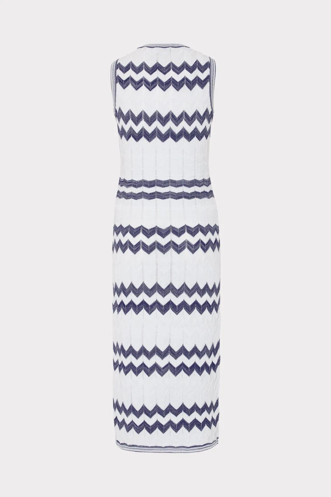 MILLY Knit Dresses-Oversized Zig Zag Midi Dress Navy/Ecru