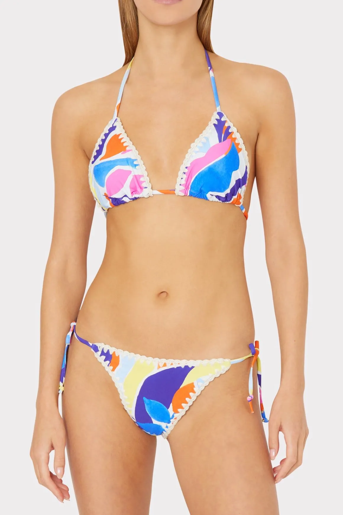 MILLY Jumpsuits & Rompers-Painted Bloom Bikini Bottom Blue Multi