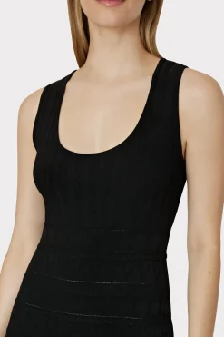 MILLY Knit Dresses-Pepper Knit Ruffle Mini Dress Black
