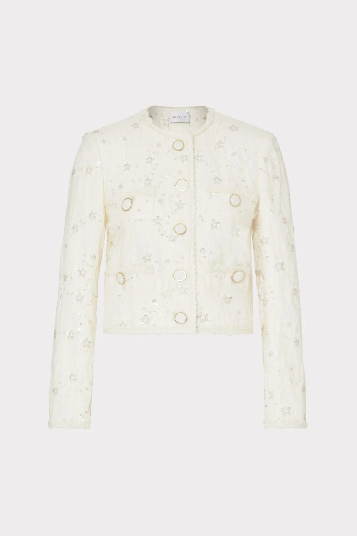 MILLY Coats & Jackets-Pheobe Beaded Jacket Ecru