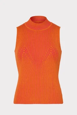 MILLY Matching Sets-Plaited Knit Shell Top Pink/Coral