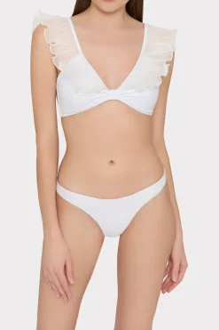 MILLY Jumpsuits & Rompers-Pleated Organza Bikini Top White