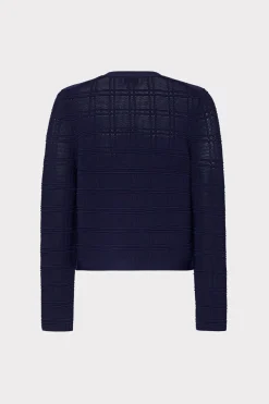 MILLY Jumpsuits & Rompers-Pointelle Textured Knit Jacket Navy