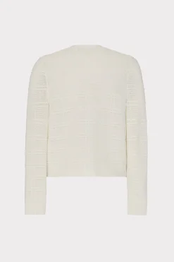 MILLY Jumpsuits & Rompers-Pointelle Textured Knit Jacket Ecru