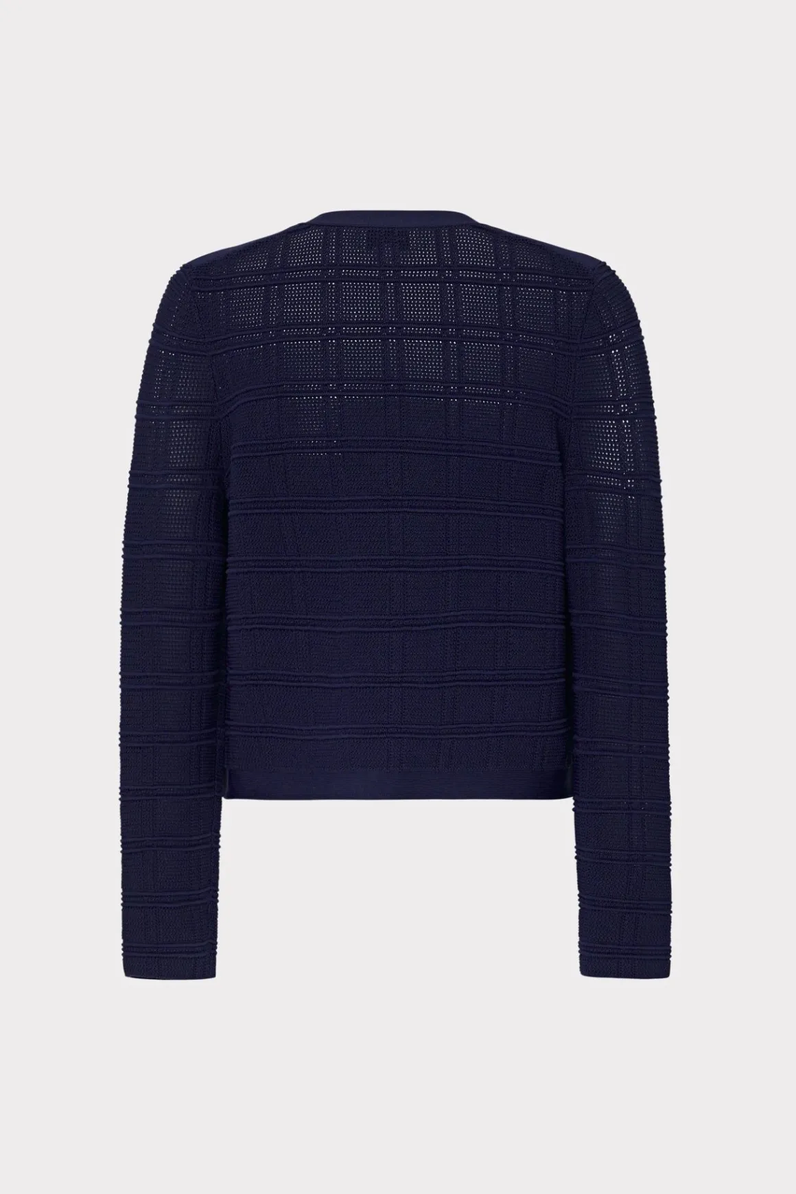 MILLY Sweaters & Knits-Pointelle Textured Knit Jacket Navy