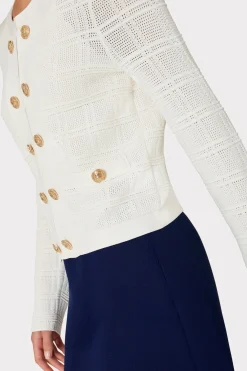 MILLY Sweaters & Knits-Pointelle Textured Knit Jacket Ecru