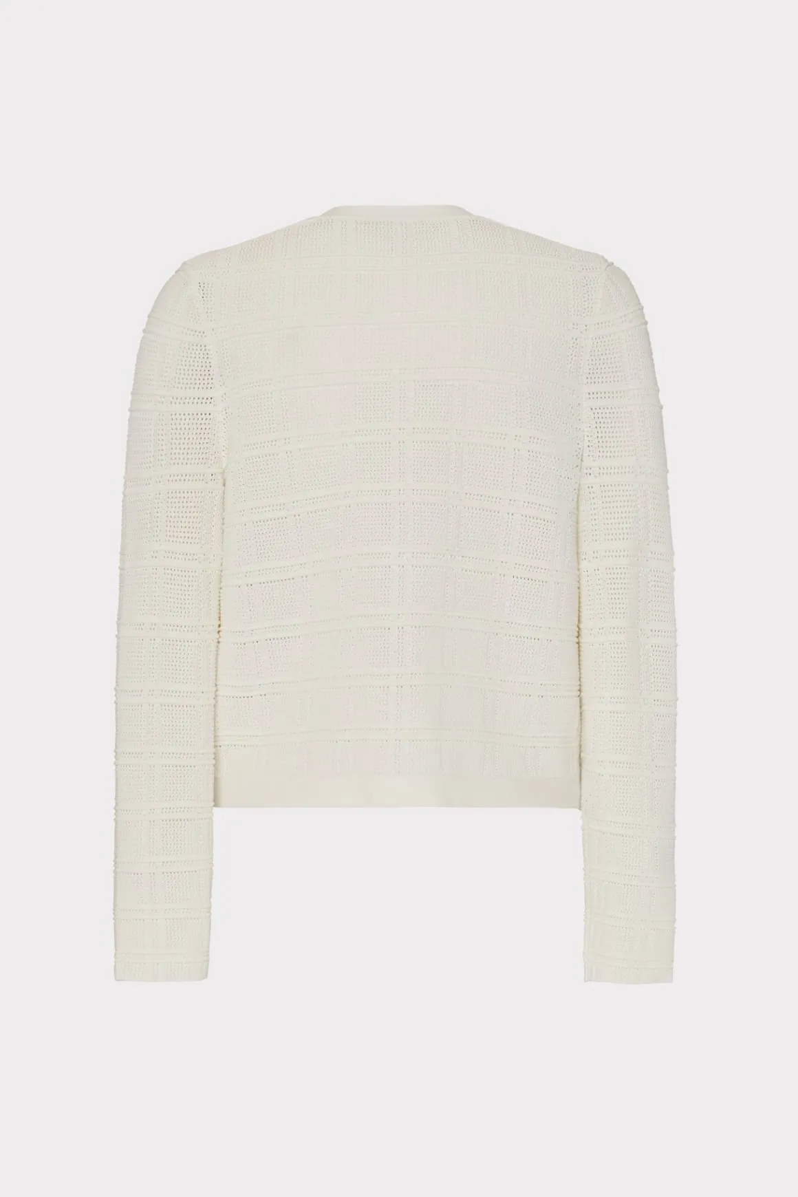 MILLY Sweaters & Knits-Pointelle Textured Knit Jacket Ecru
