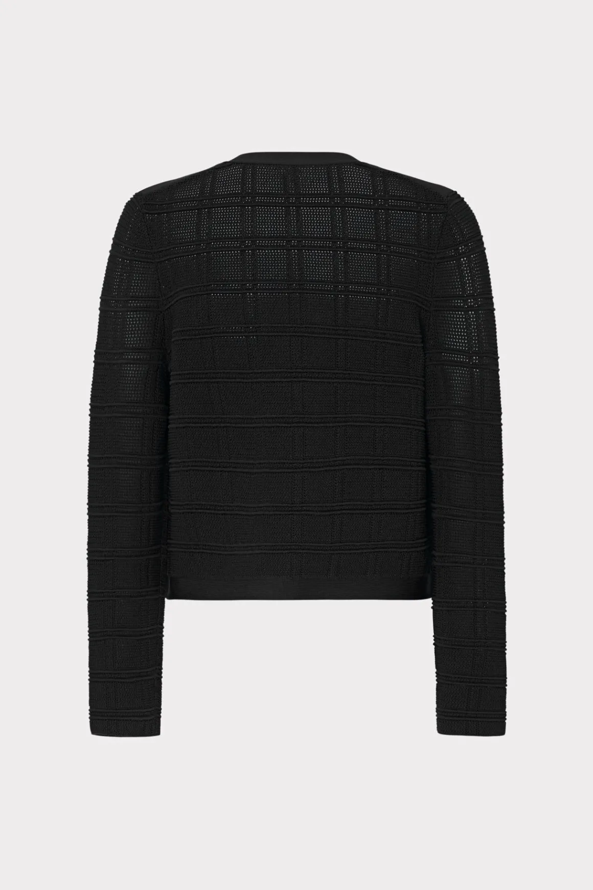 MILLY Coats & Jackets-Pointelle Textured Knit Jacket Black
