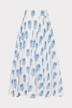 MILLY Skirts-Poppy Embroidery Skirt White/Blue