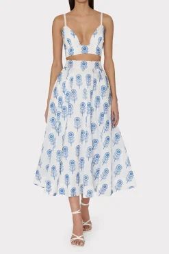 MILLY Matching Sets-Poppy Embroidery Skirt White/Blue