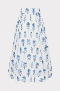 MILLY Matching Sets-Poppy Embroidery Skirt White/Blue