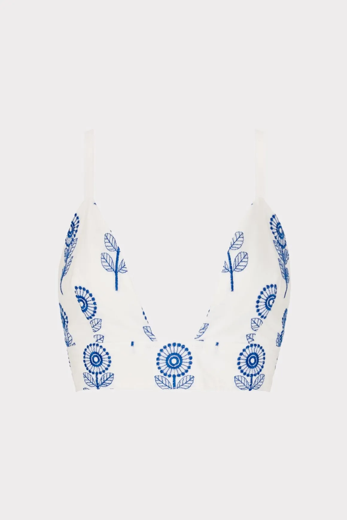 MILLY Jumpsuits & Rompers-Poppy Embroidery Top White/Blue